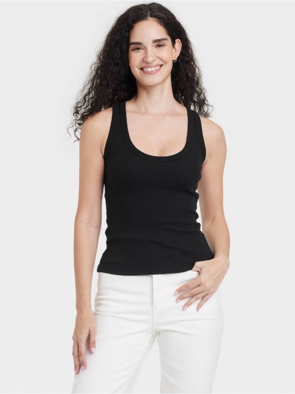 Universal Thread Black Ribbed Scoop Tank